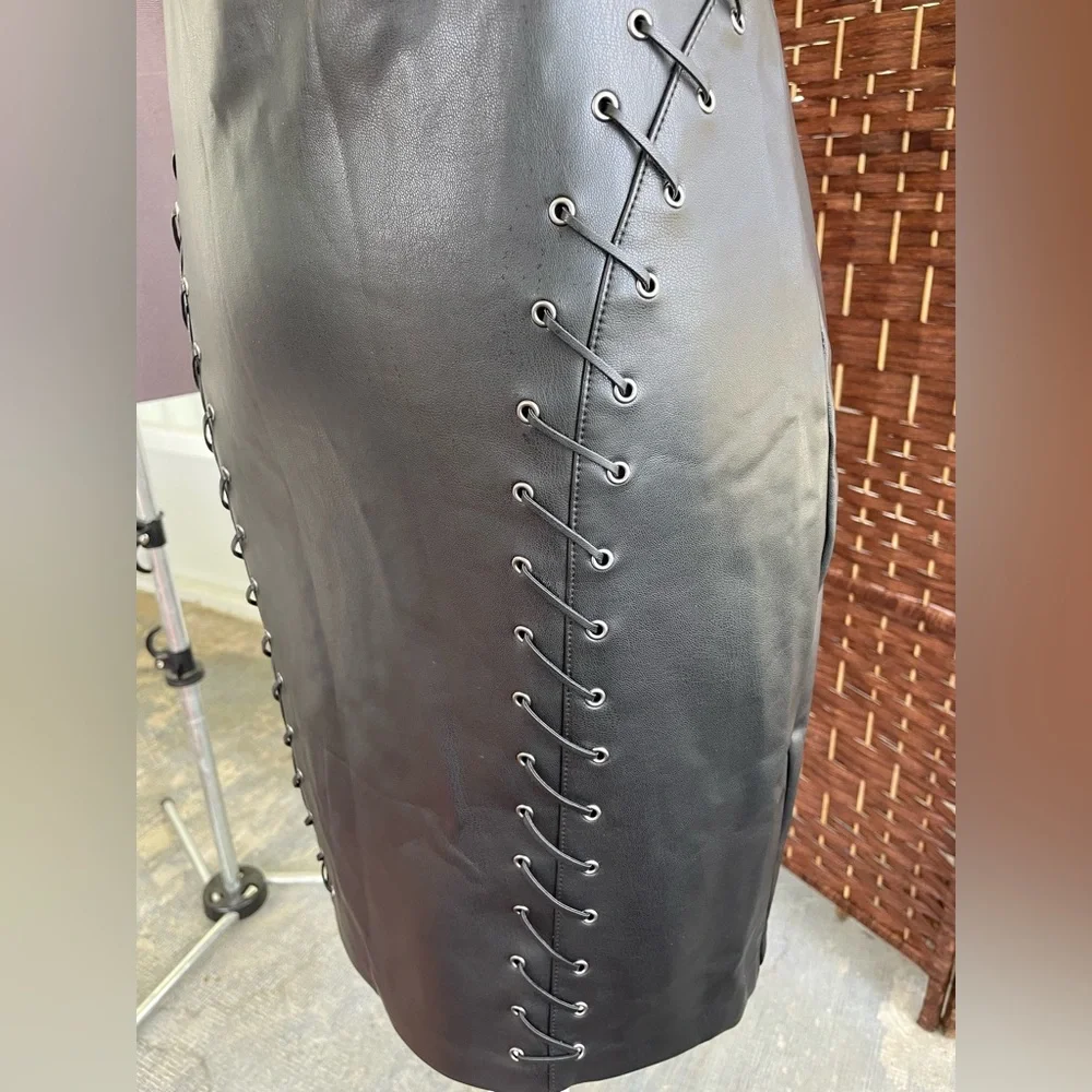 Guess Women's Justine Faux-Leather Bodycon Dress - Jet Black - Picture 3 of 16